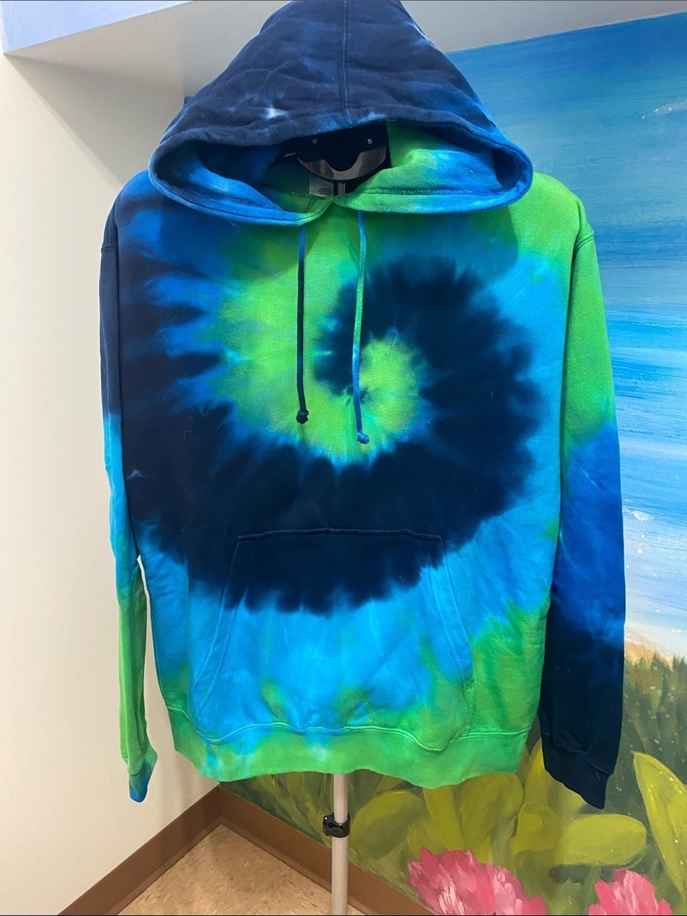 Blue & Green Tie-Dye Hoodie